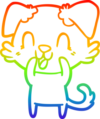 Gökkuşağı gradyan çizgisi bir insan tarafından çizilmiş gülen bir çizgi köpeğin çizimi