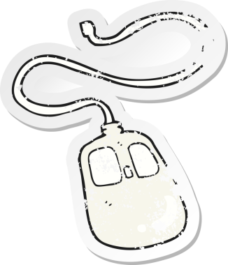 Bir insan tarafından çizilmiş bir bilgisayar faresinin gerilimli çıkartması.