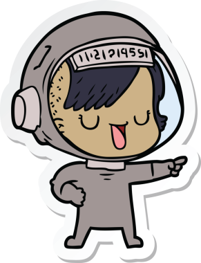 Bir insan tarafından çizilmiş astronot bir kadının çıkartması.