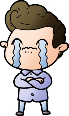 Bir insan tarafından çizilmiş ağlayan çizgi film adamı.