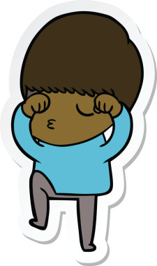 Bir insan tarafından çizilmiş sakin bir çocuğun çıkartması.