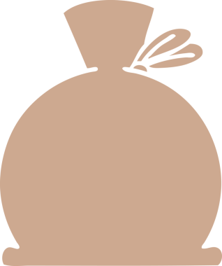 Bir insan tarafından çizilmiş bir çantanın düz renkli retro karikatürü