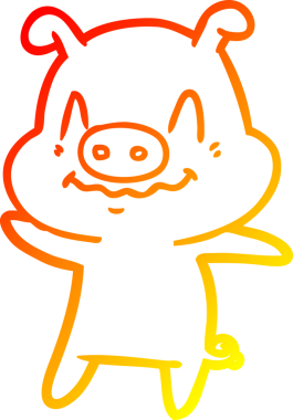 Bir insan tarafından çizilmiş gergin bir domuz çizgi çizimi.