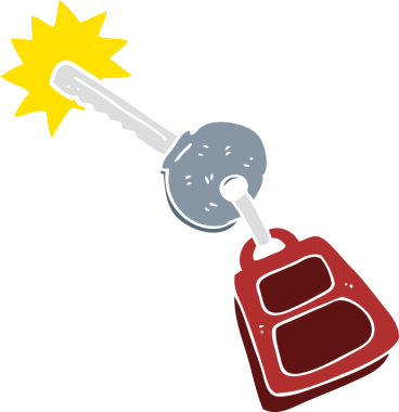 Bir insan tarafından çizilen anahtarın düz renk çizimi