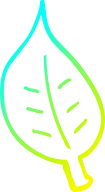 Bir insan tarafından çizilmiş bir çizgi film yaprağının soğuk gradyan çizimi