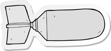 Bir insan tarafından çizilmiş bir karikatür bombasının çıkartması.