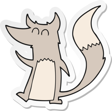 Bir insan tarafından çizilmiş küçük bir kurdun çıkartması.