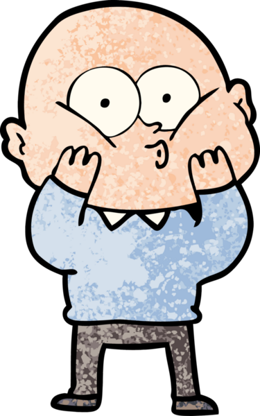 Bir insan tarafından çizilmiş kel bir adam.