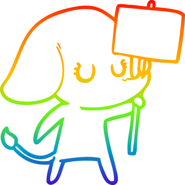 Gökkuşağı gradyan çizgisi bir insan tarafından çizilmiş şirin bir fil çizimi