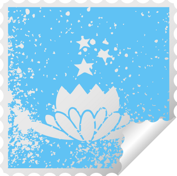 Bir insan tarafından çizilmiş bir çiçeğin kare soyulmuş çıkartması.