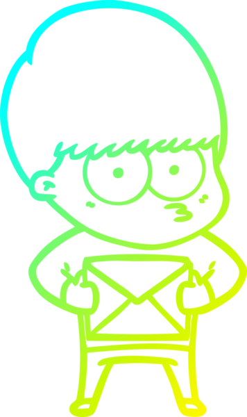 Bir insan tarafından çizilmiş gergin bir çizgi film çocuğu çizimi.