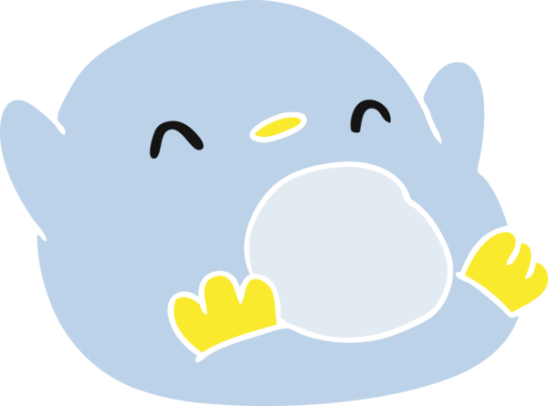 Bir insan tarafından çizilmiş sevimli bir penguen resmi.