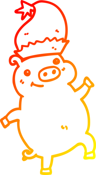 Bir insan tarafından çizilmiş mutlu noel domuzu çizgi filmi.