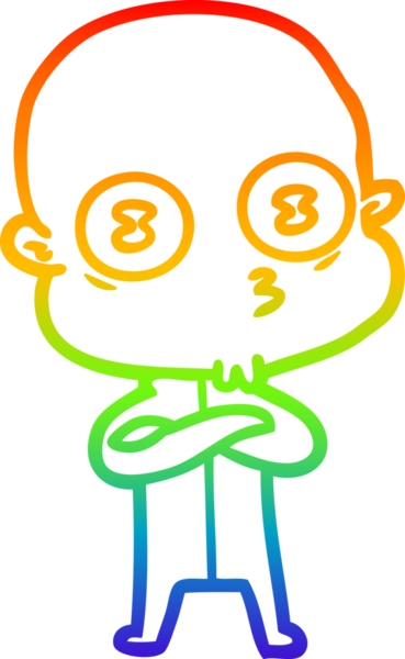 Gökkuşağı gradyan çizgi çizimi Bir insan tarafından çizilmiş garip kel uzay adamı