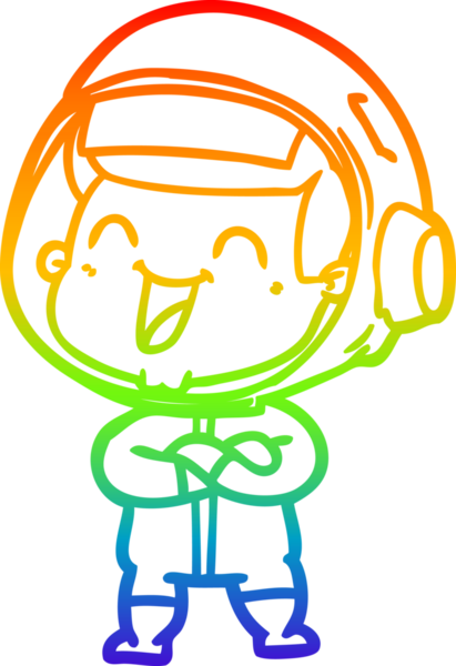gökkuşağı gradyan çizimi mutlu bir çizgi astronot çizimi bir insan tarafından çizildi