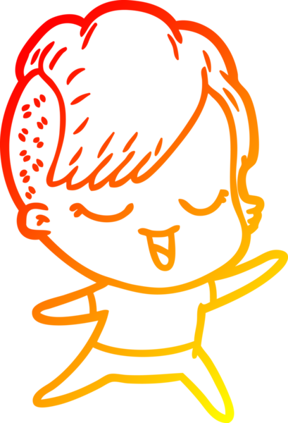 Bir insan tarafından çizilmiş mutlu bir çizgi film kızı çizimi