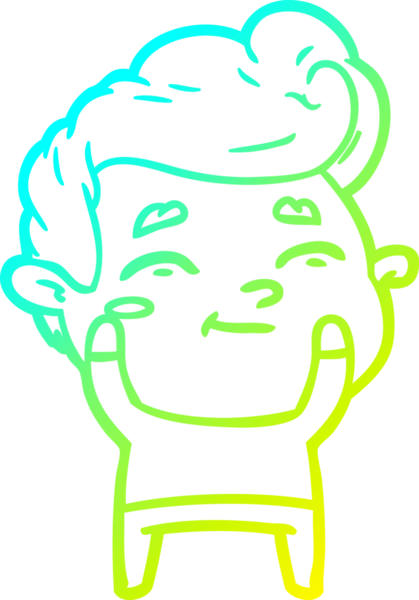 Bir insan tarafından çizilmiş mutlu bir çizgi film karakteri çizimi.