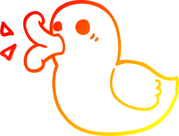 Bir insan tarafından çizilmiş kauçuk bir ördeğin sıcak çizgi çizimi