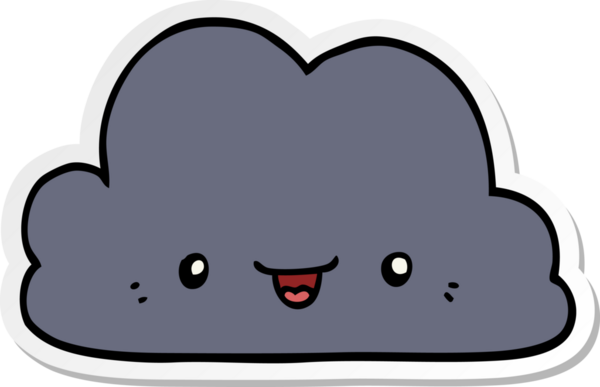 Bir insan tarafından çizilmiş şirin bir karikatür bulutunun sıkıntılı çıkartması.