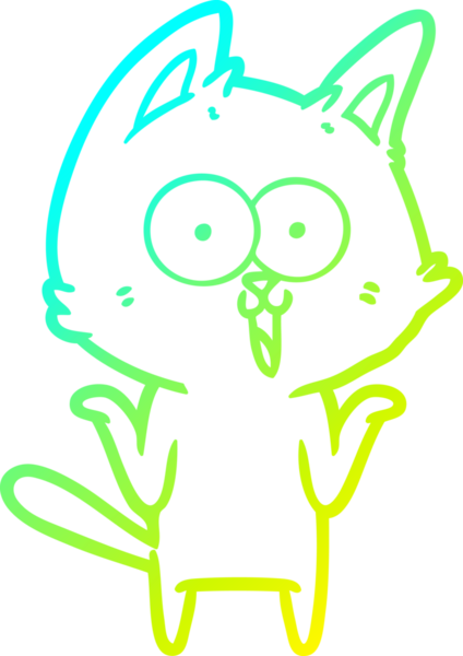 Bir insan tarafından çizilmiş komik çizgi film kedisinin soğuk gradyan çizgisi.