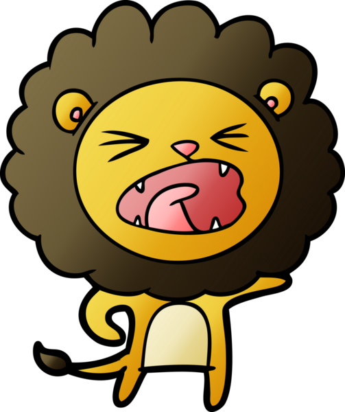 Bir insan tarafından çizilmiş çizgi film aslanı.