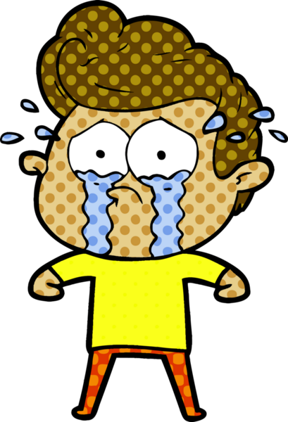 Bir insan tarafından çizilmiş ağlayan bir karikatür.