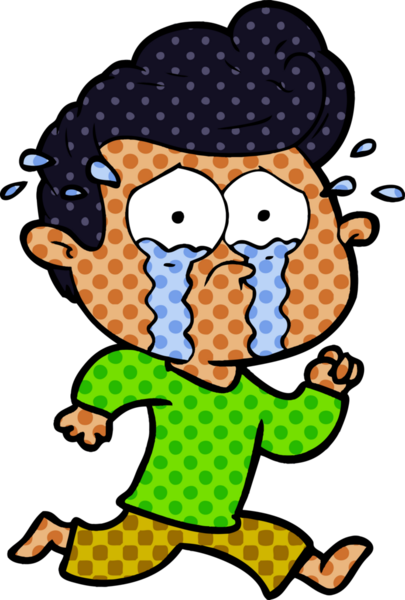 Bir insan tarafından çizilmiş ağlayan bir çizgi film karakteri.