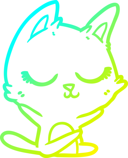 Bir insan tarafından çizilmiş sakin bir çizgi film kedisinin soğuk eğim çizgisi.