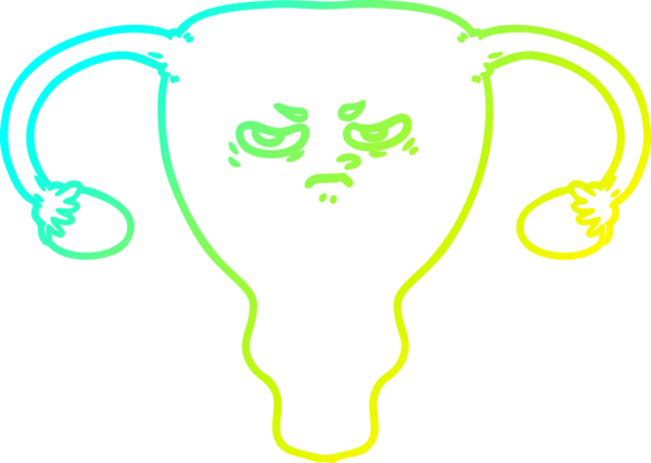 Bir insan tarafından çizilen kızgın rahmin soğuk gradyan çizimi.