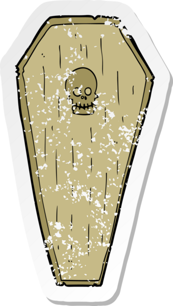 Bir insan tarafından çizilmiş ürkütücü bir karikatür tabutunun gerici, sıkıntılı çıkartması.