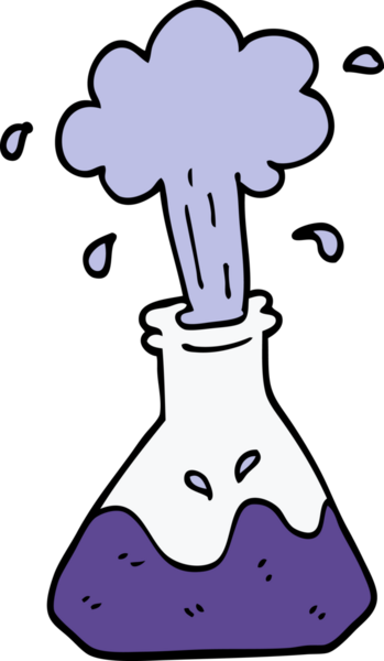 Bir insan tarafından çizilmiş karikatür patlayan kimyasal set.