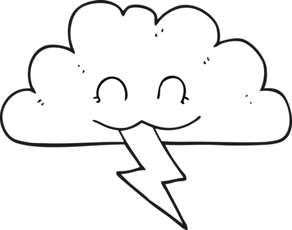 Bir insan tarafından çizilmiş siyah beyaz karikatür fırtına bulutu