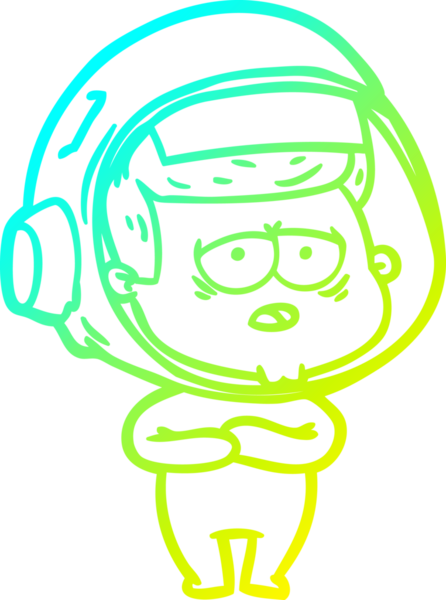 Bir insan tarafından çizilmiş soğuk gradyan çizgi çizimi yorgun astronot