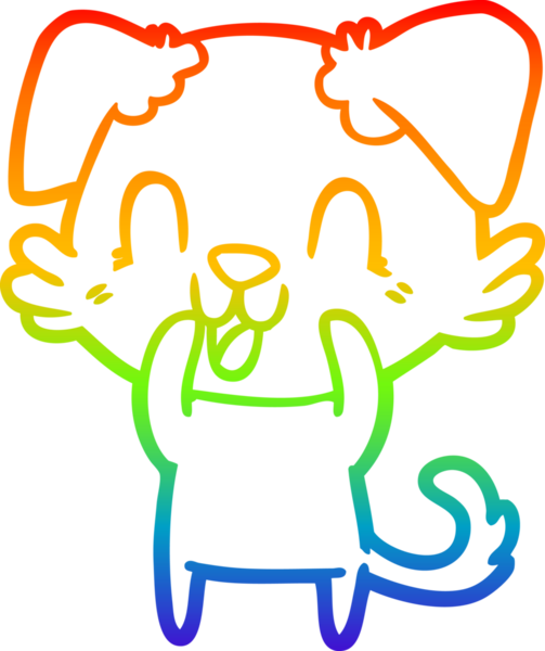 Gökkuşağı gradyan çizgisi bir insan tarafından çizilmiş gülen bir çizgi köpeğin çizimi