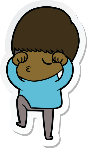 Bir insan tarafından çizilmiş sakin bir çocuğun çıkartması.