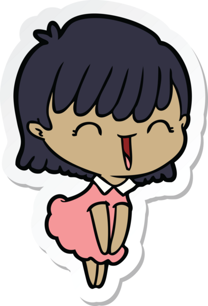 Bir insan tarafından çizilmiş bir karikatür kadının çıkartması.