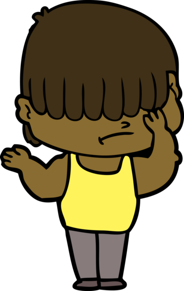 Bir insan tarafından çizilmiş dağınık saçlı çizgi film çocuğu.