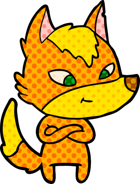 Bir insan tarafından çizilmiş tilki çizgi film karakteri