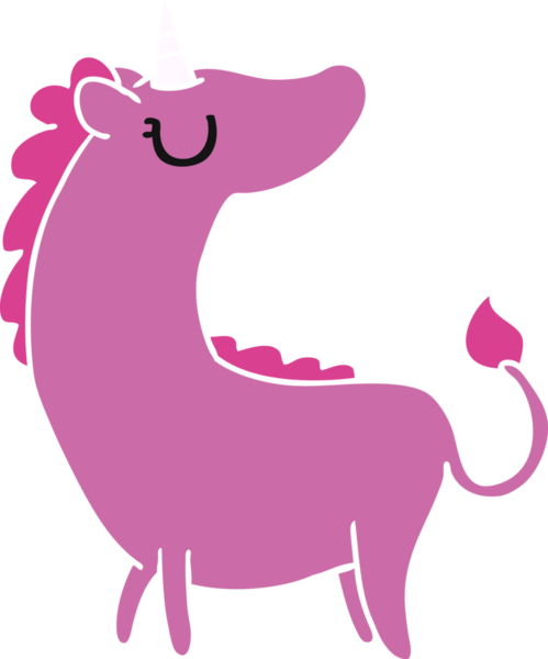 Bir insan tarafından çizilmiş kawaii tek boynuzlu atının serbest çizimi.