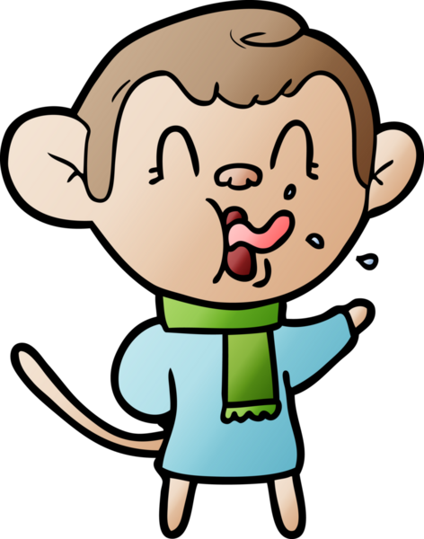 Bir insan tarafından çizilmiş çılgın çizgi film maymunu