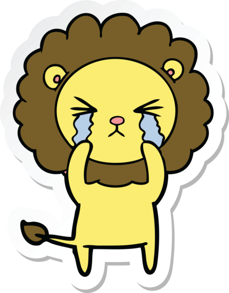 Bir insan tarafından çizilmiş ağlayan bir aslanın çıkartması.