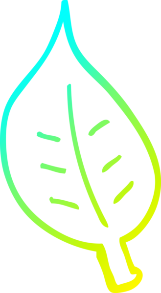 Bir insan tarafından çizilmiş bir çizgi film yaprağının soğuk gradyan çizimi