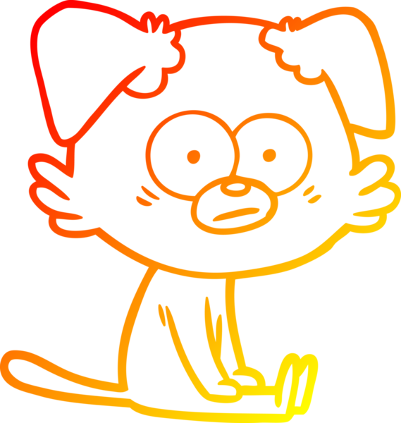 Bir insan tarafından çizilmiş gergin bir köpek çizgi filminin sıcak gradyanı.