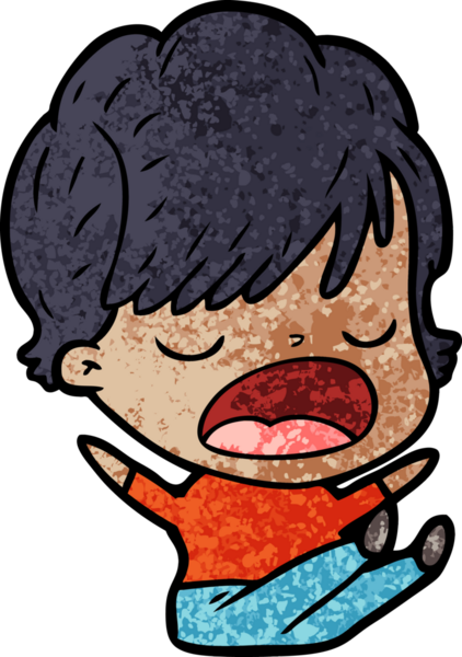 Bir insan tarafından çizilmiş bir karikatür kadın konuşuyor.