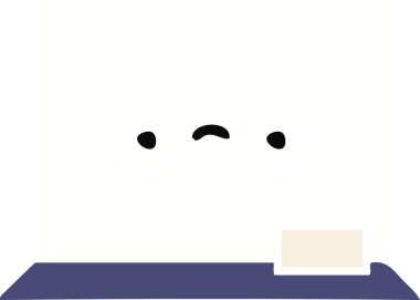 Bir insan tarafından çizilmiş beyaz bir panonun düz renkli retro karikatürü