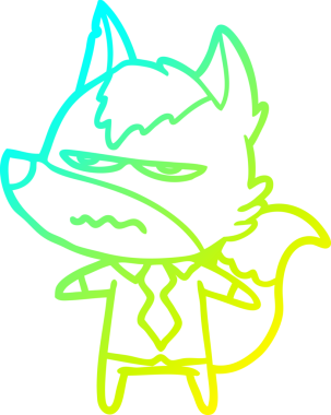 Bir insan tarafından çizilmiş, kızgın bir kurdun soğuk çizgi çizimi.