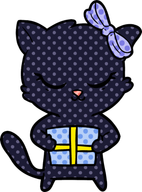 Bir insan tarafından çizilmiş sevimli çizgi film kedisi.