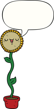 bir insan tarafından çizilmiş konuşma baloncuklu ayçiçeği