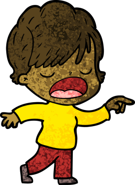 Bir insan tarafından çizilmiş bir karikatür kadın konuşuyor.