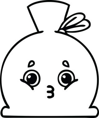 Bir insan tarafından çizilmiş çuval karikatürü.